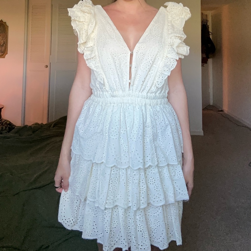Elegant White Ruffle Dress